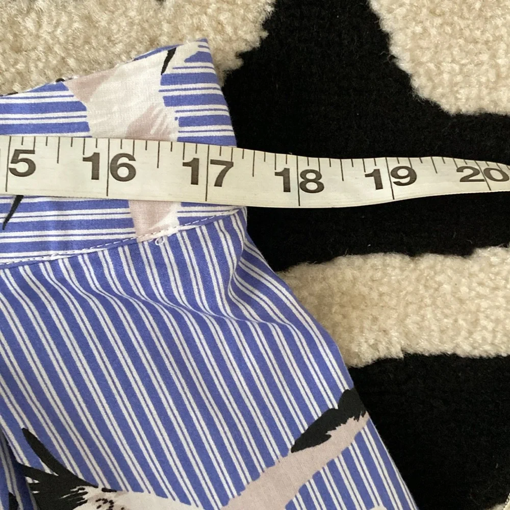 Who What Wear Blue and White Striped Midi A-Line Skater Skirt Sz 12 - Picture 5 of 6